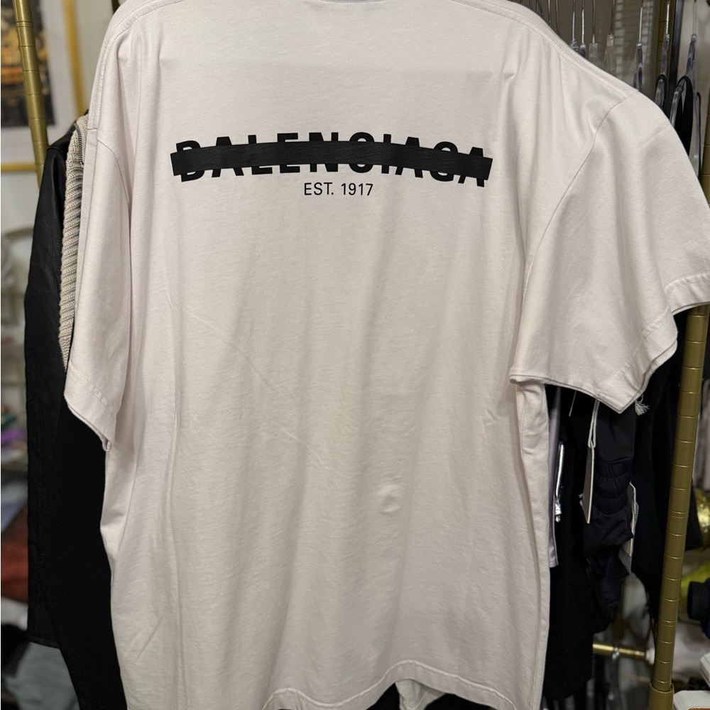 New Balenciaga Strike through Logo Tee Sz Large Unisex